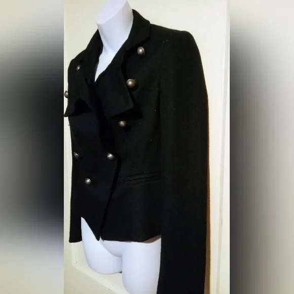 🛍️ BUNDLE ONLY🛍️ANN TAYLOR VINTAGE BLACK WOOL BLEND MILITARY JACKET - Picture 2 of 10